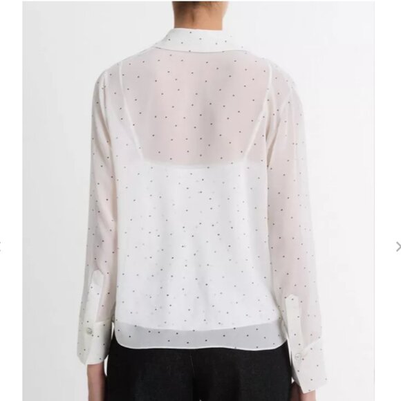 NWT Vince Sheer Dot-Print Silk Lined Blouse with matching camisole - Picture 2 of 7